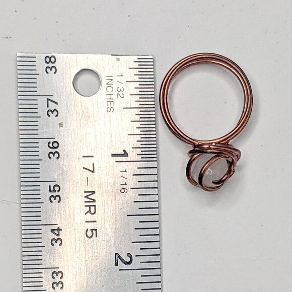 Handmade Copper Wire Wrapped Clear Quartz Crystal Ring - Boho Gemstone Jewelry - Picture 10 of 10